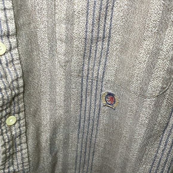 Tommy Hilfiger, vintage men’s dress shirt, cactus style brown & blue stripes XL - Picture 3 of 6